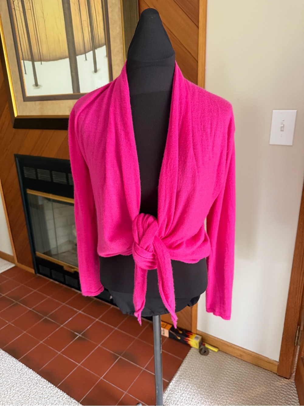 Allude Hot Pink magenta Cashmere Wrap Sweater / Tie-Front Cardigan